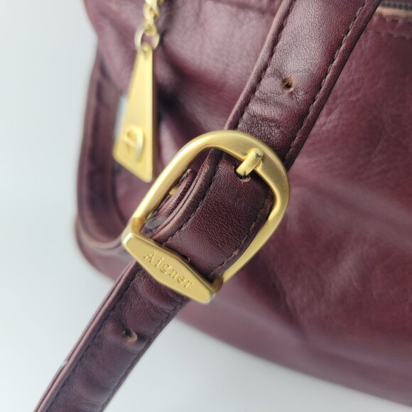 Vintage Etienne Aigner Burgundy Dark Red Leather Shoulder Bag Purse 11x7" - Picture 3 of 16